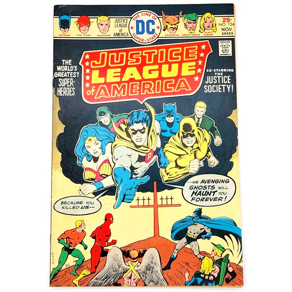 JUSTICE LEAGUE OF AMERICA #124 (1972) / VF- / JUSTICE SOCIETY BATMAN AQUAMAN
